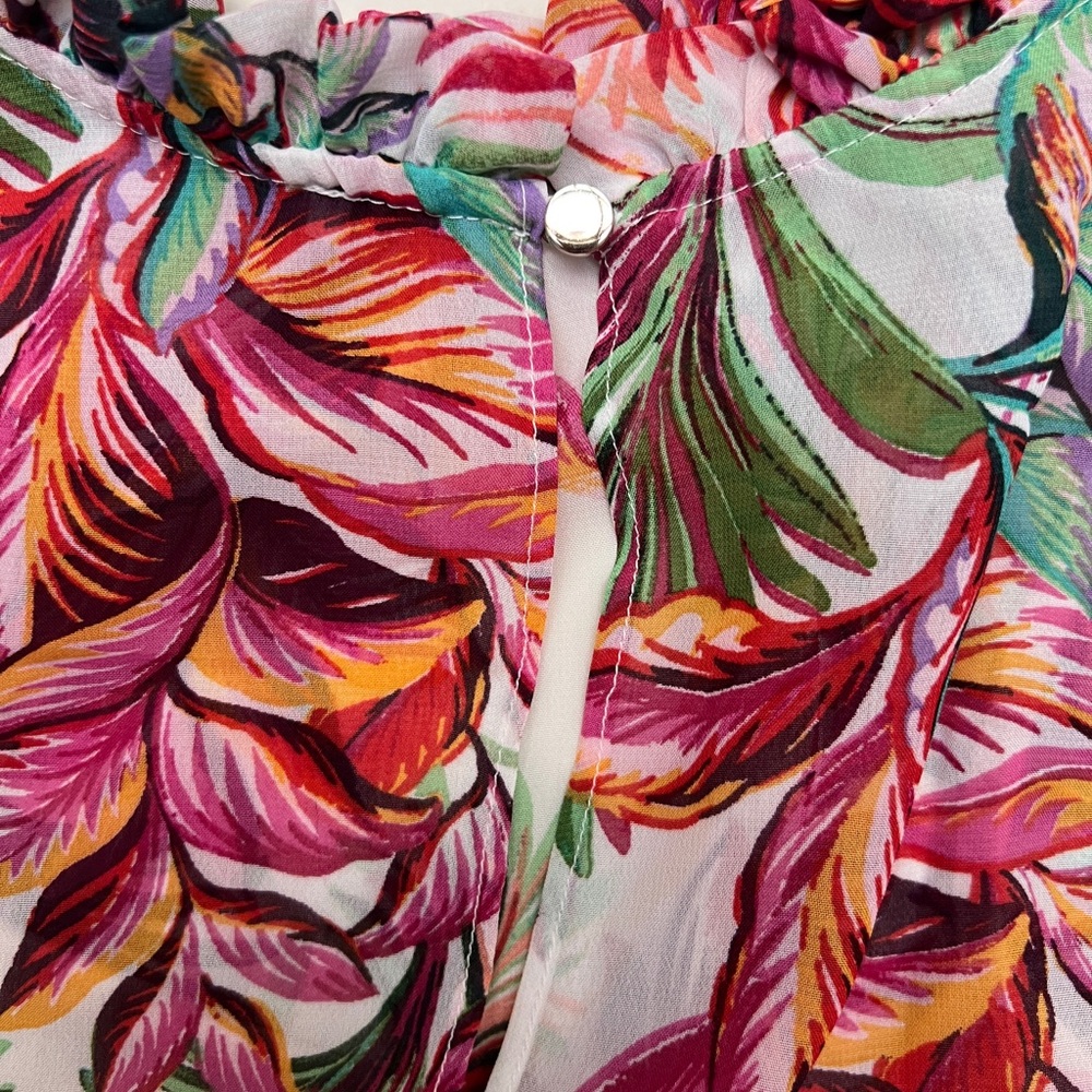 Julia Jordan floral belted dress - size 16 - cream/pink/green - Picture 10 of 12